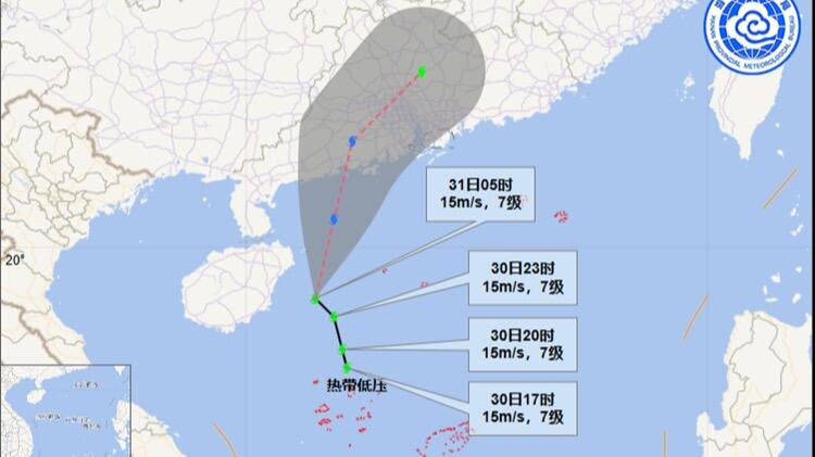 南海热带低压预计31日傍晚到夜间登陆广东阳江
