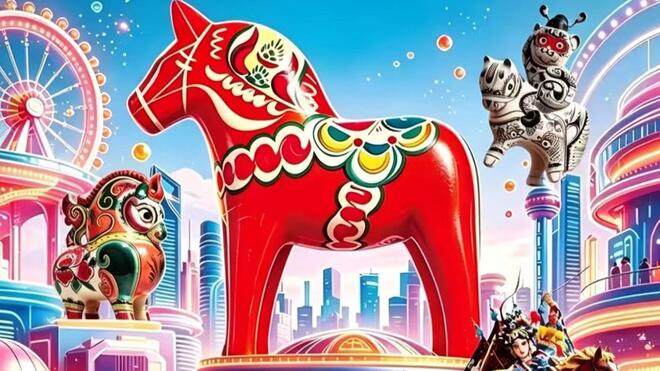 世界会客厅迎首个艺术特展 14米高达拉木马空降